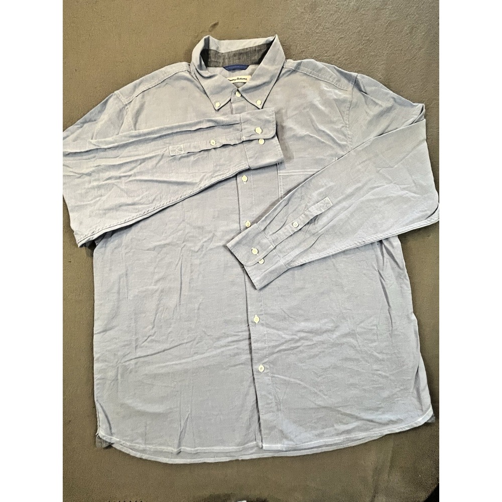 Tommy Bahama Mens XL Cotton/Spandex LS Button Down Shirt Light Blue Solid - Picture 2 of 8